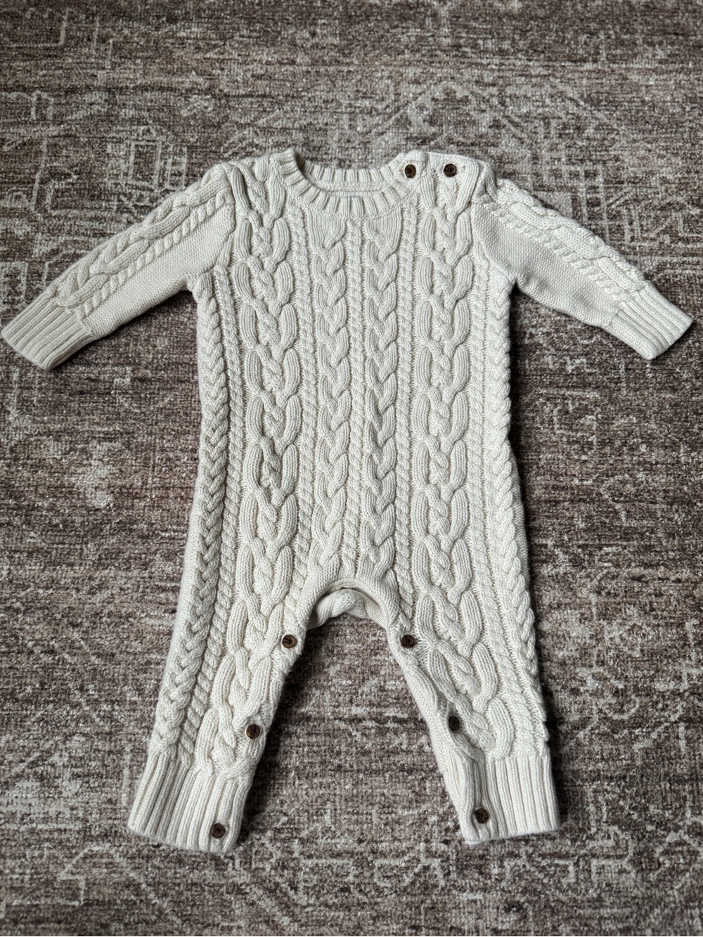 GAP Baby 100% Cotton Cream Cable-Knit One-Piece Bodysuit